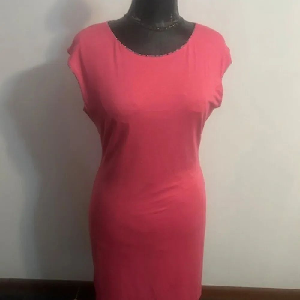 Nally & Millie Pink/Multicolor Geometric pattern reversible dress, size L